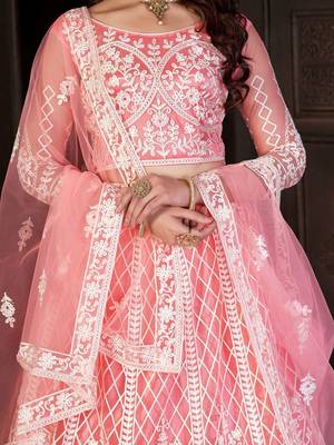 Embroidered Thread Work Semi-Stitched Lehenga & Blouse With Dupatta 2