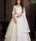 Embroidered Thread Work Semi-Stitched Lehenga & Unstitched Blouse With Dupatta