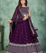 Embroidered Thread Work Semi-Stitched Lehenga & Unstitched Blouse With Dupatta