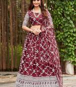 Embroidered Thread Work Semi-Stitched Lehenga & Blouse With Dupatta