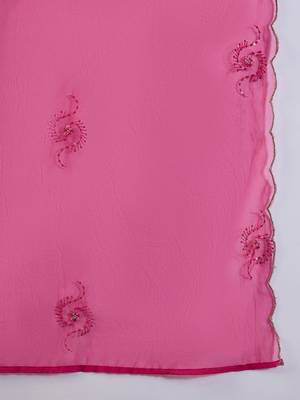 Embroidered a-line kurta set with afghani pant & dupatta 4
