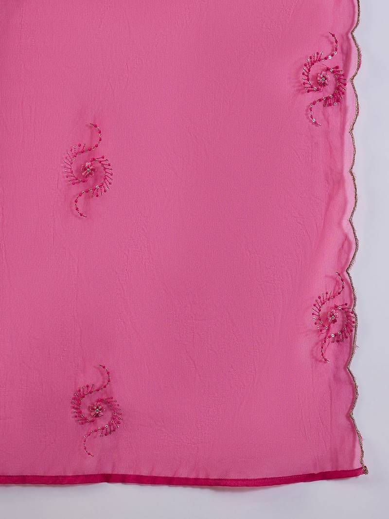 Embroidered a-line kurta set with afghani pant & dupatta