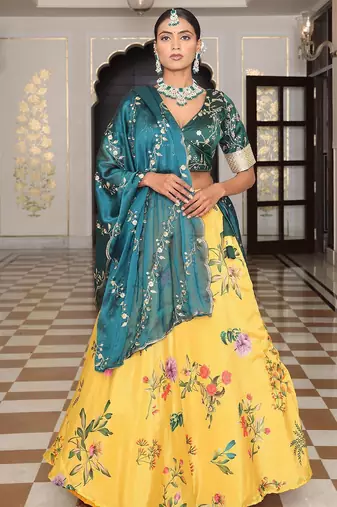 Embroidered Thread Work Ready to Wear Lehenga & Blouse With Dupatta