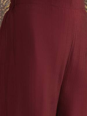 Embroidered sequence kurta & palazzos with dupatta set 4