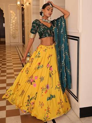 Embroidered Thread Work Ready to Wear Lehenga & Blouse With Dupatta 3