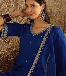 Embroidered sequence kurta & palazzos with dupatta set
