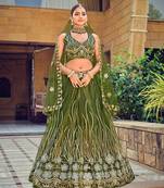 Embroidered Thread Work Semi-Stitched Lehenga & Unstitched Blouse With Dupatta