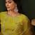 Yellow floral embroidered round neck zari straight kurta & palazzos with dupatta