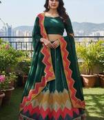 Thread Work Ready to Wear Lehenga & Unstitched Blouse With Dupatta