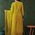 Yellow floral embroidered round neck zari straight kurta & palazzos with dupatta