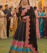 Thread Work Semi-Stitched Lehenga & Unstitched Blouse With Dupatta