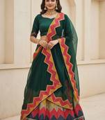 Thread Work Semi-Stitched Lehenga & Unstitched Blouse With Dupatta