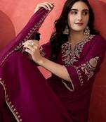 Women floral embroidered a-line kurta with trousers & dupatta