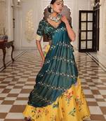 Embroidered Sequinned Semi-Stitched Lehenga & Unstitched Blouse With Dupatta