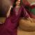 Zari sequence thread embroidered a-line kurta & trousers with dupatta