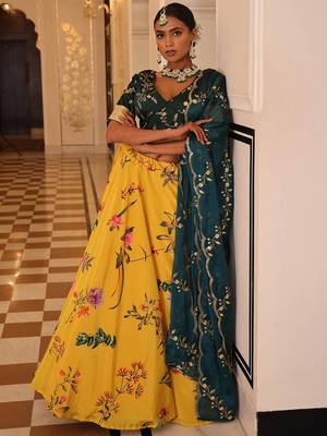 Embroidered Sequinned Semi-Stitched Lehenga & Unstitched Blouse With Dupatta 4