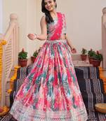 Embroidered Sequinned Semi-Stitched Lehenga & Unstitched Blouse With Dupatta