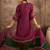 Zari sequence thread embroidered a-line kurta & trousers with dupatta