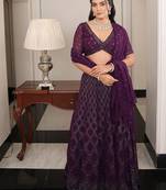Embroidered Foil Print Semi-Stitched Lehenga & Unstitched Blouse With Dupatta