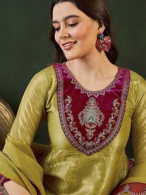 Floral embroidered a-line kurta trouser with dupatta 2