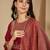 Embroidered round neck kurta & trousers with dupatta