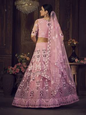 Embroidered Thread Work Semi-Stitched Lehenga & Unstitched Blouse With Dupatta 4