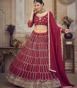 Embroidered Sequinned Semi-Stitched Lehenga & Unstitched Blouse With Dupatta