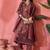 Floral embroidered panelled notch neck a-line kurta with trouser and dupatta