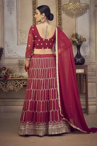 Embroidered Sequinned Semi-Stitched Lehenga & Unstitched Blouse With Dupatta