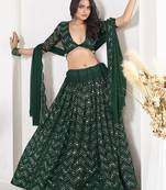 Embroidered Sequinned Semi-Stitched Lehenga & Unstitched Blouse With Dupatta