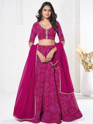 Printed Semi-Stitched Lehenga & Unstitched Blouse With Dupatta 1