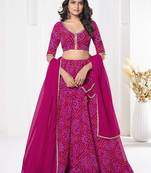 Printed Semi-Stitched Lehenga & Unstitched Blouse With Dupatta