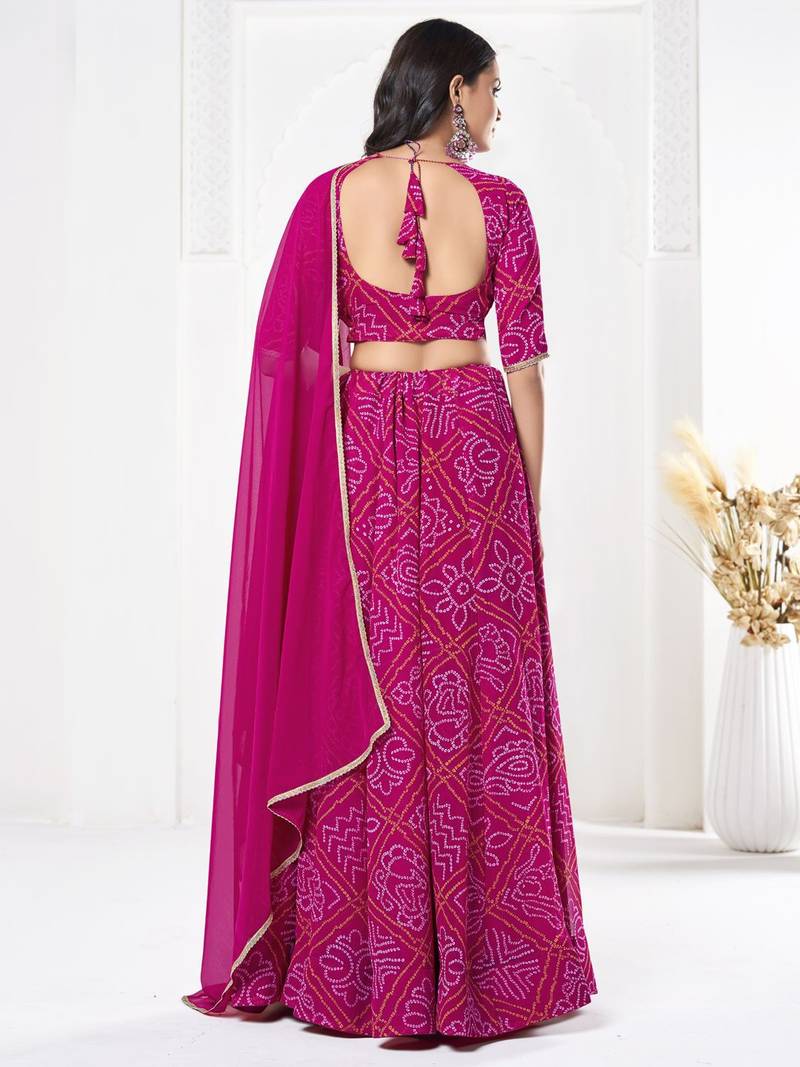 Printed Semi-Stitched Lehenga & Unstitched Blouse With Dupatta