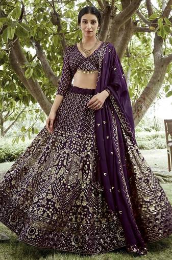 Embroidered Sequinned Semi-Stitched Lehenga & Unstitched Blouse With Dupatta