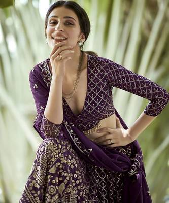 Embroidered Sequinned Semi-Stitched Lehenga & Unstitched Blouse With Dupatta 2
