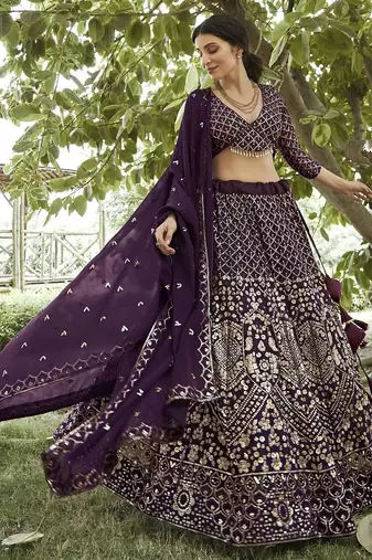 Embroidered Sequinned Semi-Stitched Lehenga & Unstitched Blouse With Dupatta