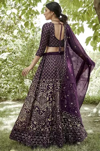 Embroidered Sequinned Semi-Stitched Lehenga & Unstitched Blouse With Dupatta