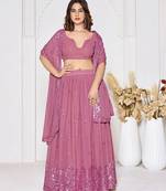 Embroidered Sequinned Semi-Stitched Lehenga & Unstitched Blouse With Dupatta