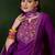 Purple floral embroidered mirror work  a-line kurta with trouser and dupatta