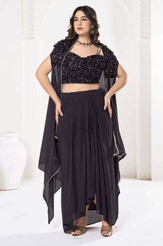 Embroidered Semi-Stitched Lehenga & Unstitched Blouse With Dupatta