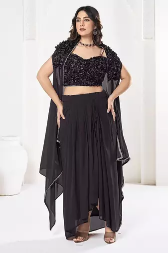 Embroidered Semi-Stitched Lehenga & Unstitched Blouse With Dupatta