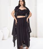 Embroidered Semi-Stitched Lehenga & Unstitched Blouse With Dupatta