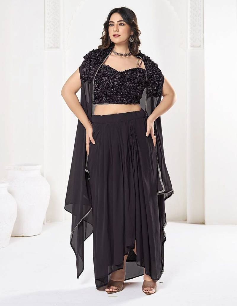 Embroidered Semi-Stitched Lehenga & Unstitched Blouse With Dupatta