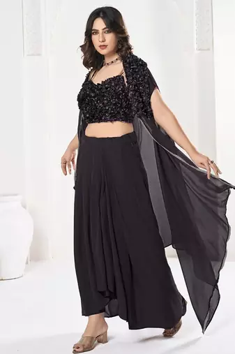 Embroidered Semi-Stitched Lehenga & Unstitched Blouse With Dupatta