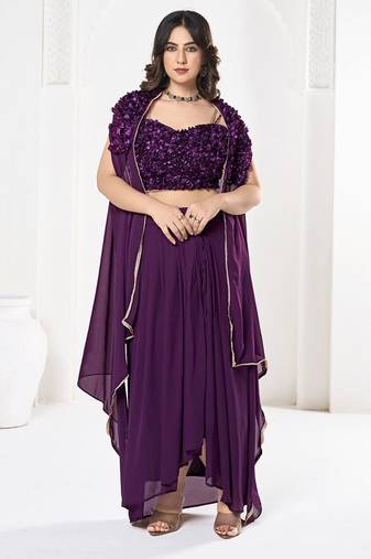 Embroidered Semi-Stitched Lehenga & Unstitched Blouse With Dupatta