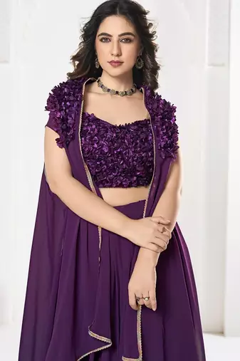 Embroidered Semi-Stitched Lehenga & Unstitched Blouse With Dupatta