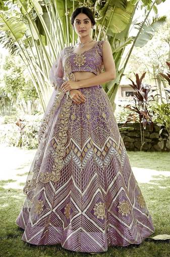 Embroidered Semi-Stitched Lehenga & Unstitched Blouse With Dupatta