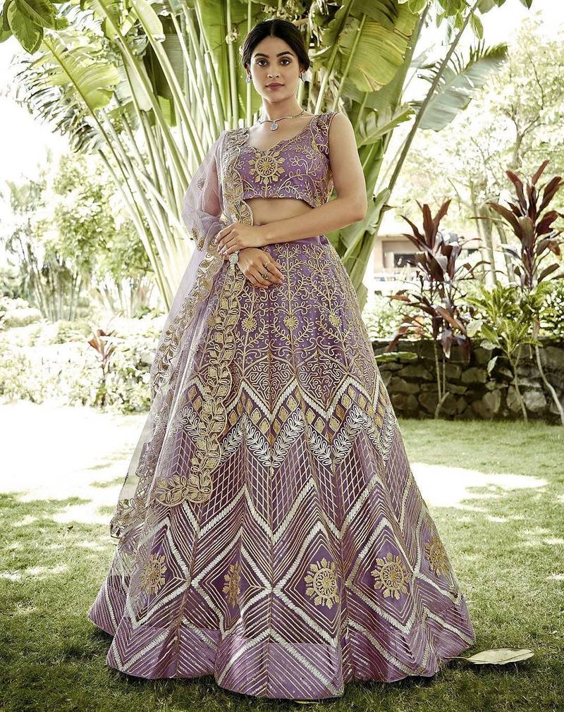 Embroidered Semi-Stitched Lehenga & Unstitched Blouse With Dupatta