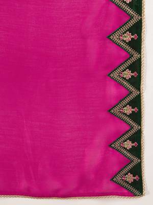 Embroidered sequence kurta & trousers with dupatta set 4