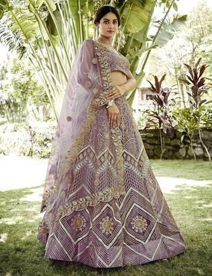 Embroidered Semi-Stitched Lehenga & Unstitched Blouse With Dupatta 3